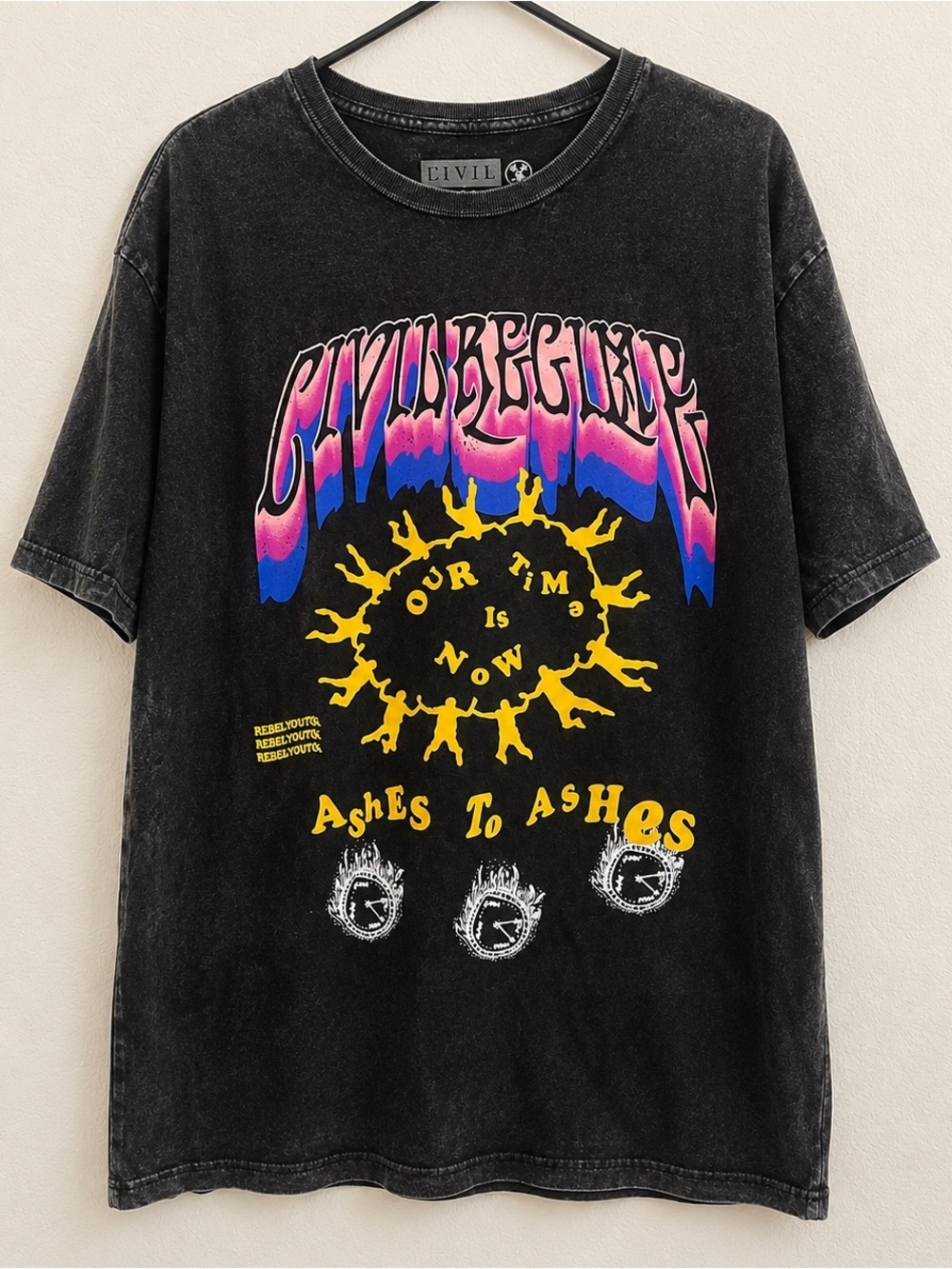 Civil Regime Graphic Tee Black ashes to ashes streetwear baggy relaxed oversized